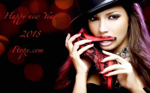 brunette, sensual lips, stiletto, hat, new year, face