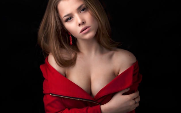 alexandra danilova, model, pretty, babe, russian, sensual lips, cleavage, 4k
