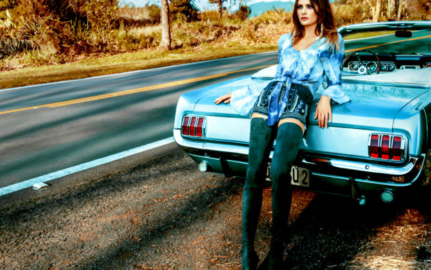 model, pretty, brunette, blue eyes, car, chevrolet, corvette, vintage car, cabrio, road