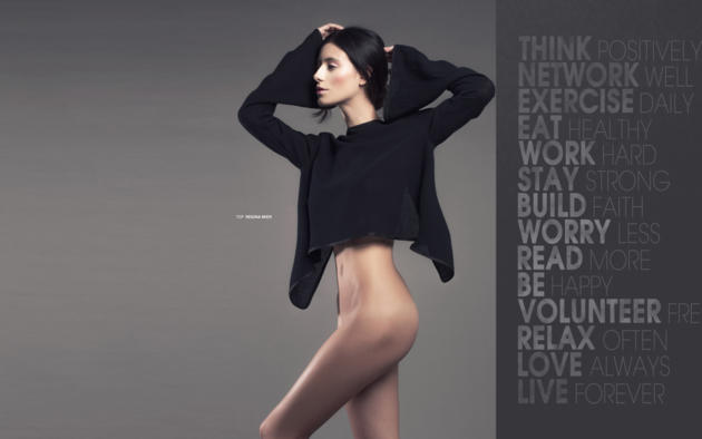 alejandra guilmant, model, skinny, tanned, bottomless, hips, black hair