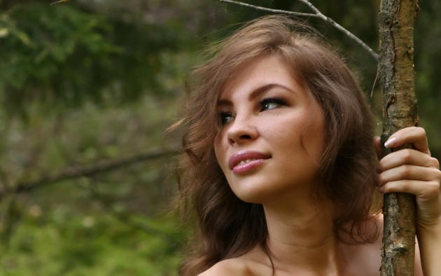 galina a, eyes, lips, forest, brunette, smile, cecelia