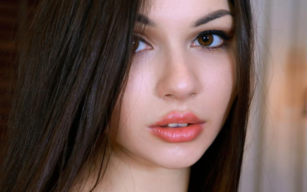 delphina, beautiful, brunette, face, lips