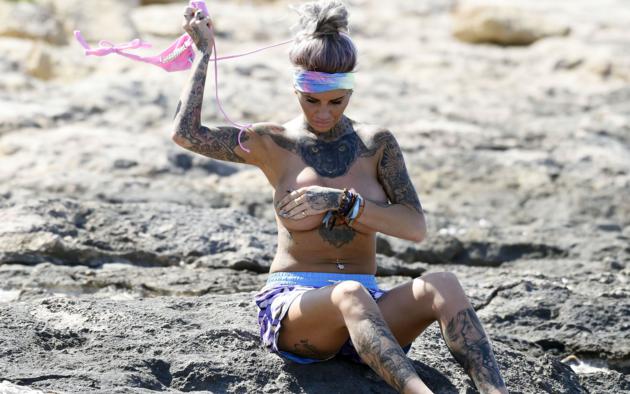 jemma lucy, tattoo, blonde, boobs, big tits, undressing, tanned