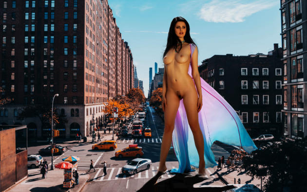 clio, nude, full nude, buildings, peoples, cars, edited, boobs, tits, tanned, jasmine a