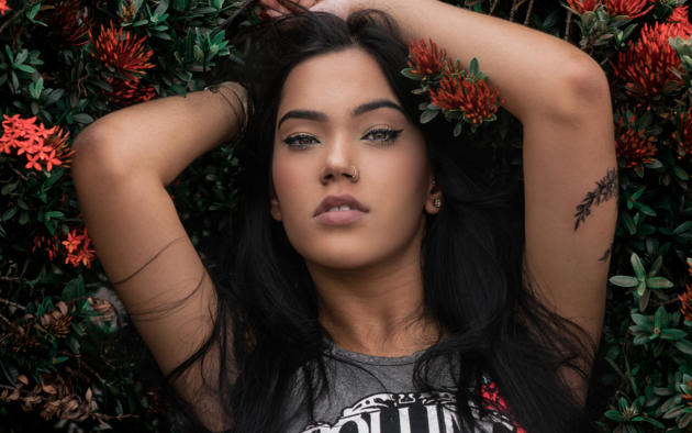 ana ligia, brunette, tattoo, nose piercing, tanned, face