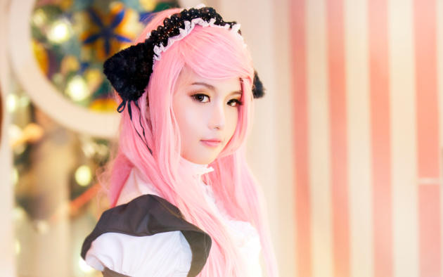 unknown, cosplay, perfect skin, pink hair, cute, asian, young