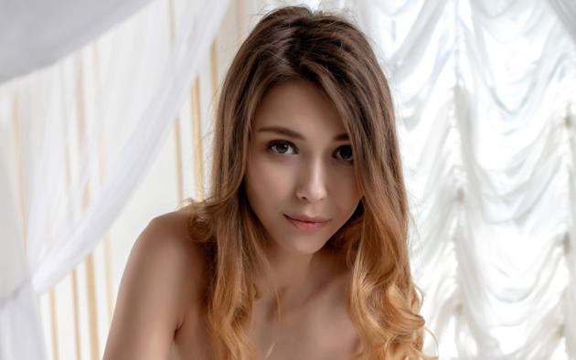 brunette, face, sexy, long hair, mila azul