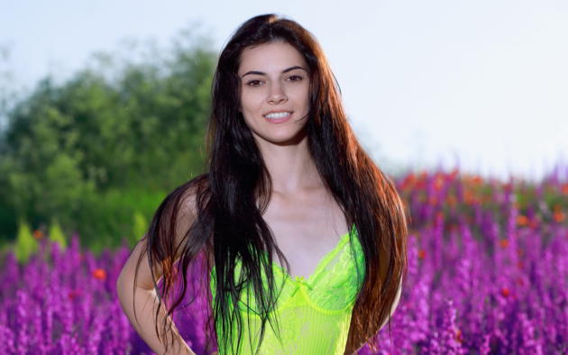 aleksandrina, spring vibes, beautiful, say it with flowers, flowers, smile, field, long hair