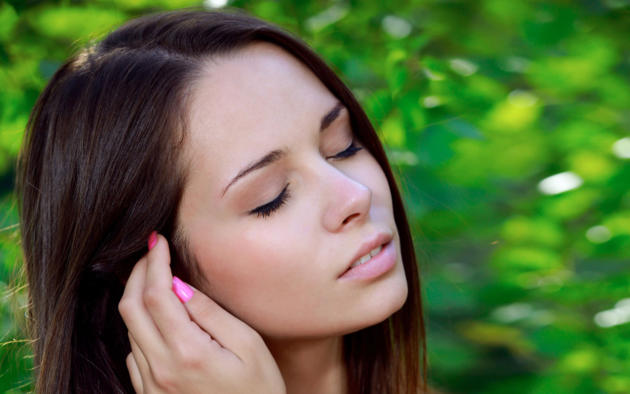 arina f, brunette, forest, face, closed eyes