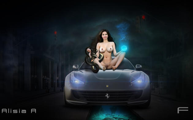 alisia i, alisia, fantasy, wallpaper, girl, teen, young, babe, cute, hot, brunette, model, nude, boobs, tits, nipples, vagina, pussy, shaved, smile, car, snake, dark, siting