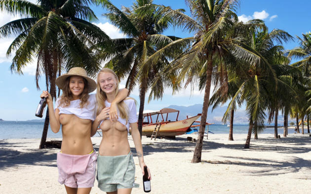 katya clover, clover, mango, caramel, mango a, nancy ace, nancy a, jane f, erica, brunette, blonde, beach, boat, shorts, tops, topless, boobs, tits, nipples, beer bottles, hat, smiles, hi-q, nancy