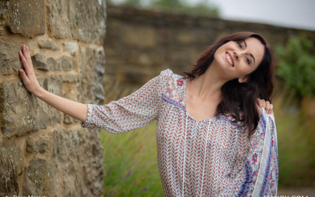 sade mare, smile, brunette, see through, blouse