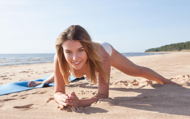 dominika jule, blonde, beach, sea, boobs, tits, smile, swimsuit