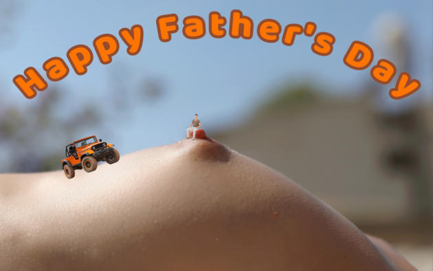 fathers day, abstract, closeup, boob, tit, nipple, jeep, man, humour, hi-q