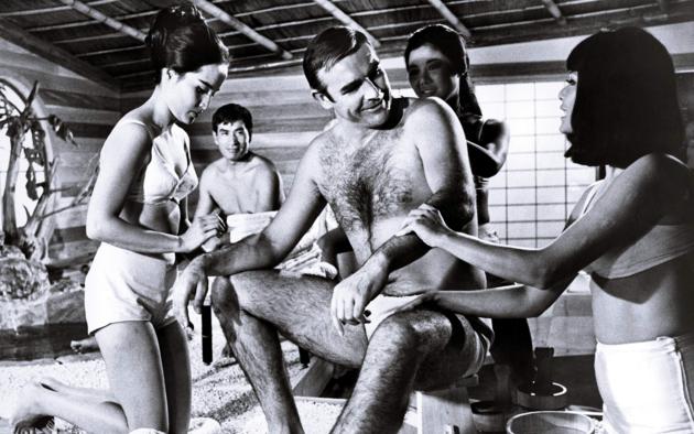 sean connery, james bond, scottish, actor, 3 babes, asian, teasing, massage, ascot special, monochrome, bond girl, foxy, you only live twice