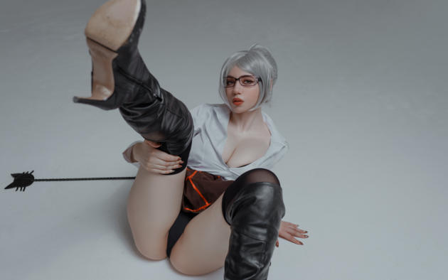alina becker, cosplay, prison school, legs, boots, sexy