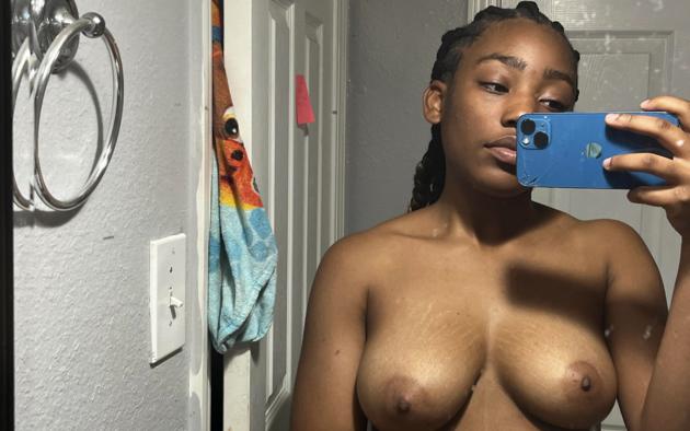ebony, tits, boobs, selfie, naked, nude, bathroom, sexy, mobile phone, cell phone, black, beauty, hot