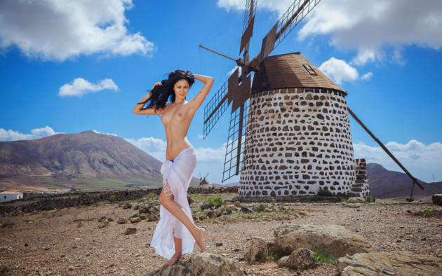 macy b, black hair, long hair, topless, windmill, small tits, nipples