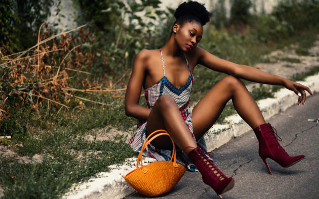 ana, black hair, outdoor, shoes, ebony, boots, legs, summer dress