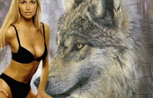 adriana sklenarikova, blonde, wolf, model, lingerie