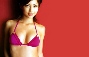 yasuda misako, smile, asian, lingerie, long hair, brunette, sexy