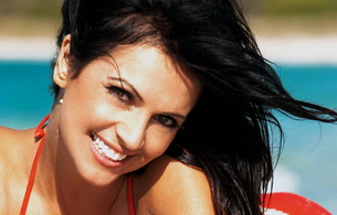 denise milani, model, smile, brunette