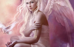 fantasy, blonde, wings, angel