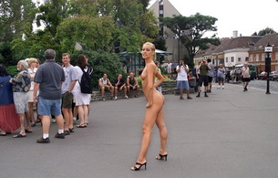 sophie moone, public nudity, nude, beauty, road, street, public