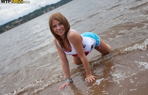 brunette, water, sexy, smile