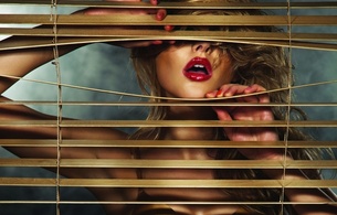 lips, red lips, blinds, hot, sexy