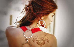 girl, tattoo, red, beauty, hairs, redhead, sexy, amazing, hot, earrings