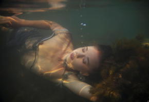 brunette, under water, small tits, topless, sexy, sensual, beautiful, milena d, underwater