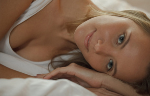 clover, brunette, bed, tits