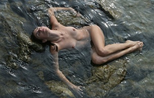 brunette, nude, beach, sexy, rocks, outdoor, naked, sexy, cute, erotic