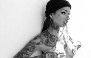 cleo wattenstrom, model, tattoo, hot, chain