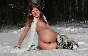 kella, smile, teen, pussy, model, legs, ass, snow, scarf, boots, kella