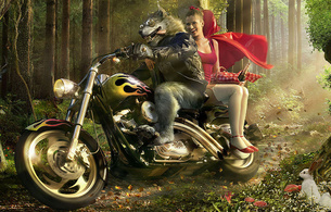 stockings, girl, come to fuck, bike, fantasy, little red riding hood, big bad wolf, rabbit, forest, weekend