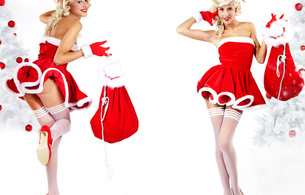 sexy, santa, babe, stockings, new year, christmas