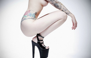 model, tattoo, wide screen, beauty, legs, heels