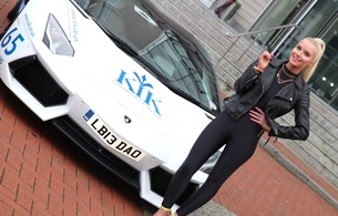 helen flanagan, racecar, outdoor, british, blonde, sexy babe, long hair, slim, cuty, posing, smile, sexy, dressed, black, tight clothes, shiny, lycra, catsuit, cameltoe, leather, jacket, long legs, high heels, hi-q, babes and cars, erotic, helen