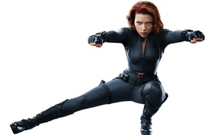 scarlett johansson, redhead, actress, sexy babe, hollywood, black, catsuit, leather, boots, gloves, black widow, movie, character, personality, scarlett, the avengers, natasha romanoff, hi-q, fetish babe, real celebs wall, tight clothes