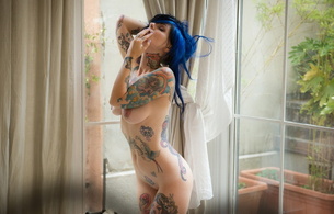 riae, petite, cute, model, skinny, delicious, sexy, perfect girl, tattoo, piercing, perfect body, hot ass, yummy, tattoos, body art, sexy babe, suicide girls, riae suicide, blue hair