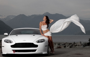 petite, cute, model, brunette, long hair, outdoor, aston martin, skinny, delicious, sexy, perfect girl, aston martin, vantage, hellvellyn frost