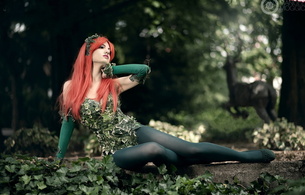 petite, cute, model, redhead, long hair, outdoor, skinny, delicious, sexy, perfect girl, nylon, collant, pantyhose, cosplay, poison ivy, rebecca