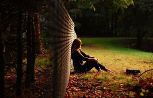 girl, autum, outdoor, forrest, grass