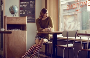 restaurant, girl, skirt, legs, redhead, socks, hair, model, amazing, beautiful, perfect, gorgeous, style, fashion