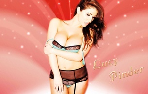 lucy pinder, lingerie, bikini, red, long hair, cute, heels, babe, red, floral