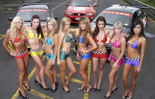 8 babes, model, young, slim, sexy babe, long hair, sexy dressed, posing, outdoor, cars, eight, babes, tight clothes, shiny, top, panty, sexy, decollete, legs, high heels, racing, pit babe, hi-q, blonde, brunette, whores