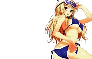 bikini, long hair, wet, blonde, hentai