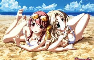 bikini, beach, sea, hentai, blonde, boobs